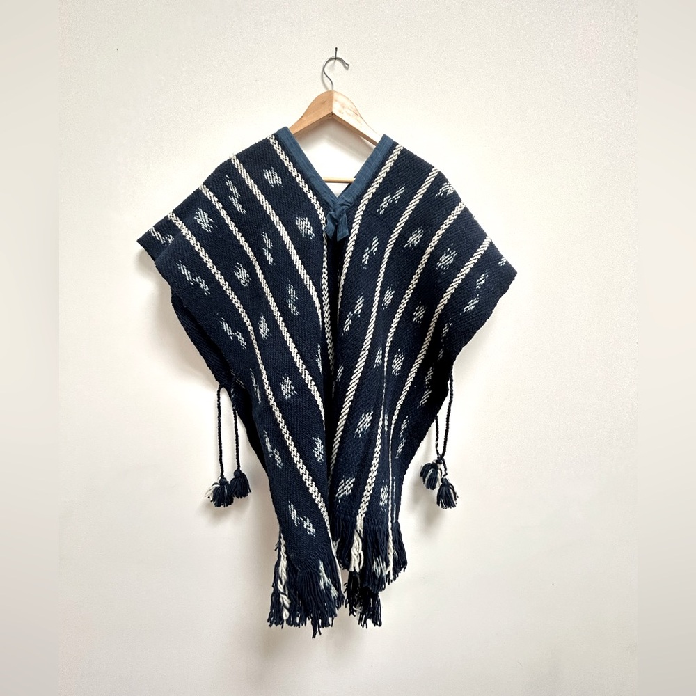 Striped Wool Mexican Poncho from Oaxaca